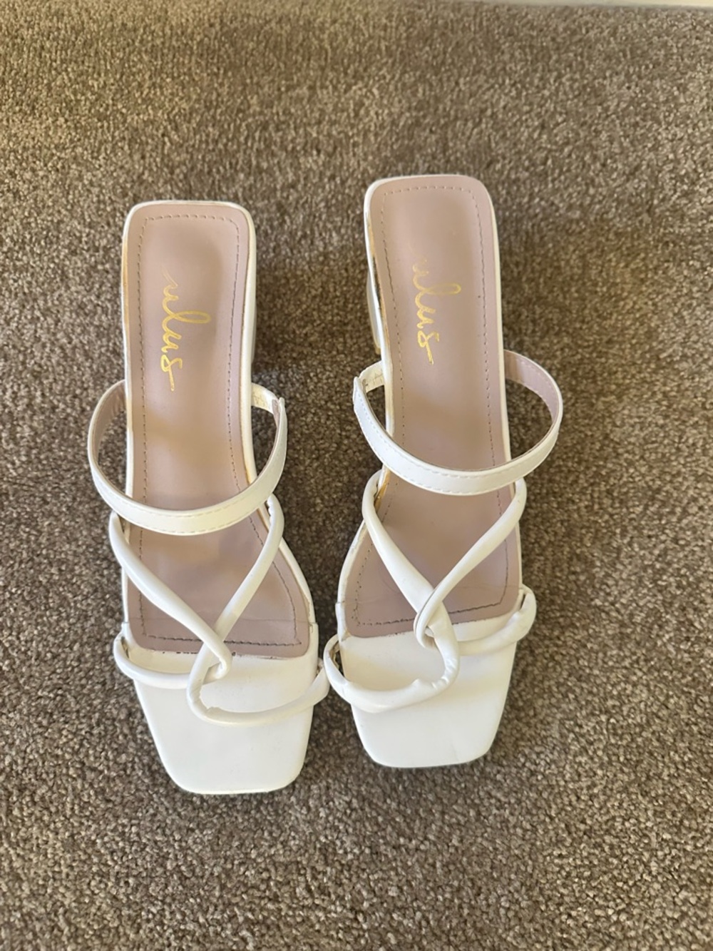 Lulu's White Strappy Square-Toe Heeled Sandals